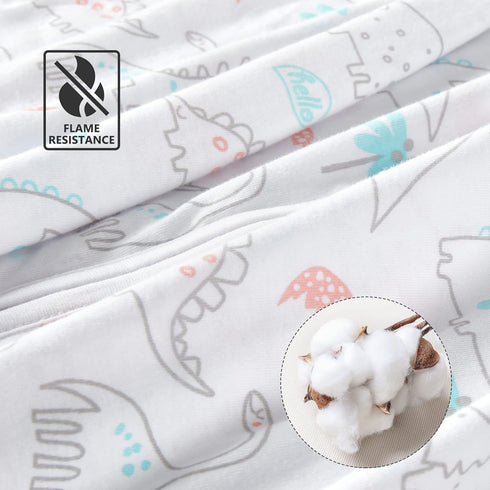 TILLYOU Sleep Sack 0-6 Months - 0.5 TOG Baby Wearable Blanket with 2-Way Zipper, Extra Soft Cotton Sleeveless Sleeping sack 2 Pack, Woodland Dinos...