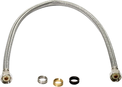 Fluidmaster B4F30CU Faucet Connector, Braided Stainless Steel - 3/8 Compression, 7/16 Compression, 1/2 Compression, or 1/2 F.I.P. Thread x 1/2 F.I...