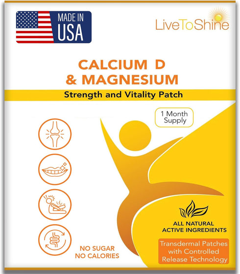 Calcium Magnesium D3 Topical Patches for Men and Women - One Month Supply - USA Made by Live to Shine...