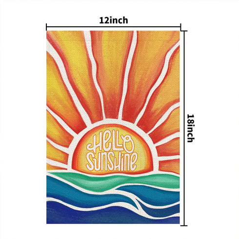 Hello Sunshine Summer Garden Flag Burlap 12x18 Inch Double Sided, Holiday Farmhouse Sign Small Flags Yard Outdoor Decor DF546...