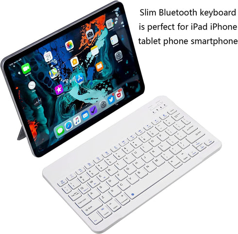 Ultra-Slim Bluetooth Keyboard Portable Mini Wireless Keyboard Rechargeable for Apple iPad iPhone Samsung Tablet Phone Smartphone iOS Android Windo...