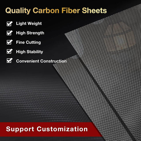 ARRIS 240 x 240 x 0.5mm Carbon Fiber Sheet, Available in 1MM 1.5MM 2MM 2.5MM 3MM 3.5MM 4MM 4.5MM 5MM 6.0MM 100% 3K Carbon Plate Pannel Sheet Twill...
