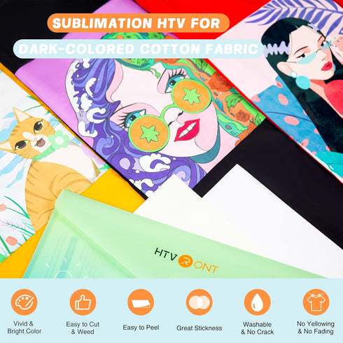 HTVRONT Sublimation HTV for Dark Fabric/Light Fabric - 10 Pack Matte Sublimation Vinyl - Sublimation Blanks for Sublimation Shirts/Pillow/Bag/Hat...