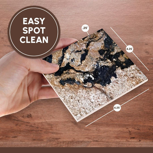 3D Rose CST_252649_3 Image of Black & Gold Speckled Granite Ceramic Tile Coasters...