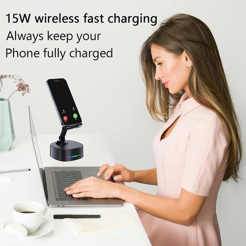 Bluetooth Speaker with Wireless Charging and Cell Phone Stand,Portable Bluetooth Speakers for iPhone/iPad/Samsung Galaxy,HD Surround Sound Perfect...