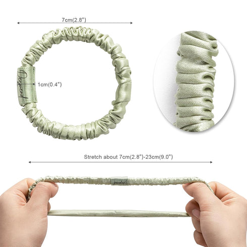 Hair Care Classic Scrunchies Silk Everyday Hair Ties Elastics No Damage Ponytail Holder Pack of 3 Apple Green...