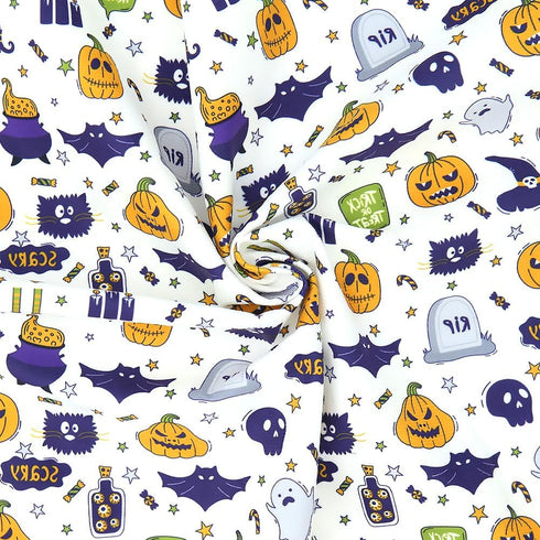 Halloween Fabric,Halloween Fat Quarters Fabric Bundles 8 PCS,Skull Pumpkin Spooky Theme Fabric 19.7 X 19.7 in for Sewing Dressmaking Thanksgiving ...