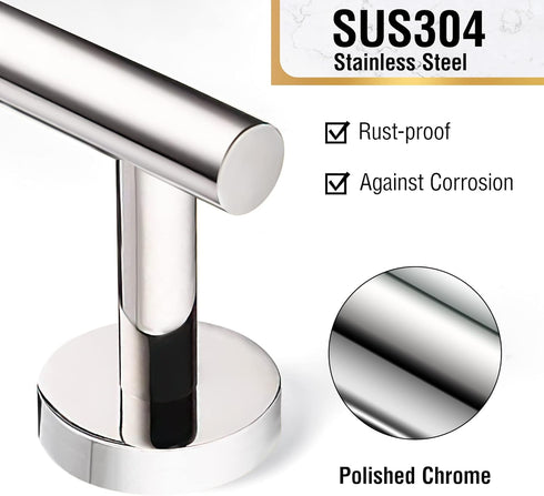 HITSLAM Chrome 19.8 Inch Towel Bar for Bathroom, SUS304 Stainless Steel Bathroom Towel Rack Wall Mounted, Modern Home Decor Bath Towel Holder with...