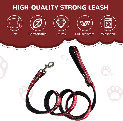 Reflective Dog Collar and Leash Set for Small Dogs, 4 FT/5 FT Dog Leash, Handle with an O-ring, Adjustable Mesh Padded Small Dog Collar with Quick...