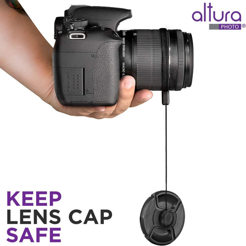 Altura Photo 5 Pcs Lens Cap Keeper, Camera Lens Cap Leash for DSRL & Mirrorless Lenses - Lens Cap Tether/Lens Holder for Canon, Nikon, Sony, Sigma...