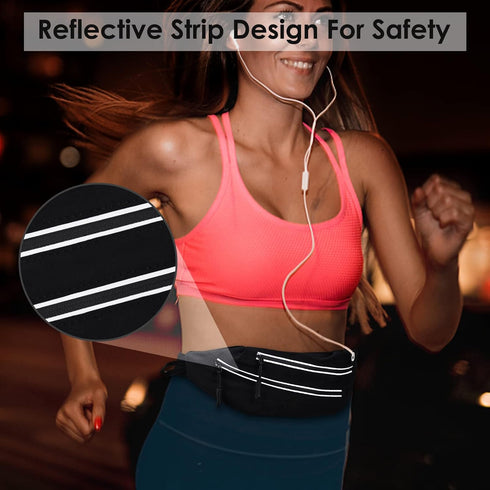 Running Belt for Men Women Waterproof Fanny Pack Crossbody Running Waist Bag Packs Running Pouch with 2 Pockets Elastic Running Belt Bag with Cell...