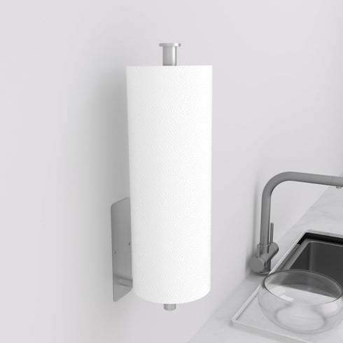 Paper Towel Holder Under Cabinet - Silver Paper Towel Holder Wall Mount, Stainless Steel, Self-Adhesive or Drilling, for Kitchen, Bathroom, RV...