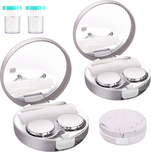 2 Pack Contact Lens Case, Leak-Proof Contact Case Travel with Cleaner Washer Holder Tweezers, Remover Tool Solution Bottle for Outdoor Daily Use(S...