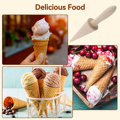 Wood Cone Roller Pizzelle Roller Krumkake Ice Cream Cone Roller Mold Natural Waffle Cone Roller Wooden Mini Waffle Cones Pastry Decorating Baking ...