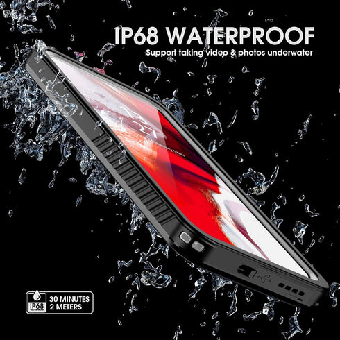 Clear Samsung Galaxy S23 Case,with Screen Protector,Waterproof Protective Case for Men Women,Samsung Phone Heavy Duty Shock Proof,Black...