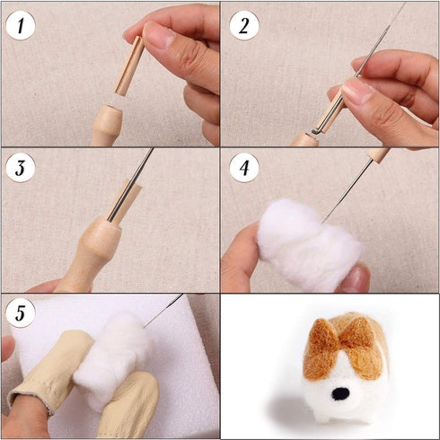 WILLBOND 10Pcs Needle Felting Kit Animals Doll Making Wool Needle Felting Starter Kit with Instruction DIY Handmade for Adult Friends Birthday Gif...