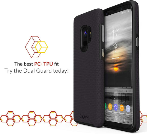 Crave Dual Guard Case for Samsung Galaxy S9: Shockproof, Dual Layer Protection - Black...