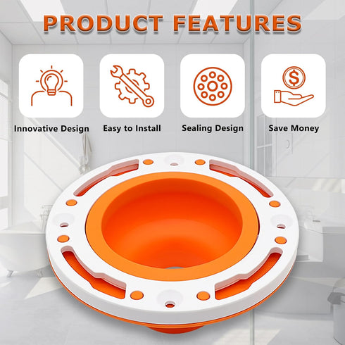 Toilet Flange Repair Kit, Universal Toilet Flange Fits for 4" and 5" or Special 3" Drain Pipe, Toilet Repair and Easy Install, Perfect Seal No Mor...