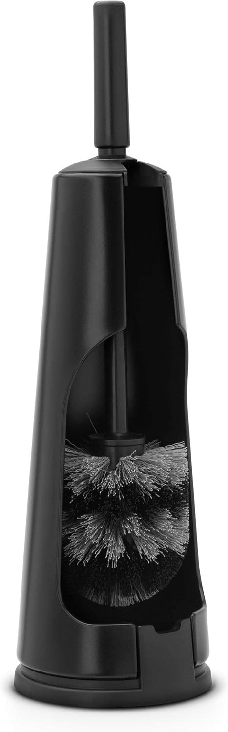Brabantia ReNewToilet Brush & Holder Set (Matt Black) Free-Standing, Non-Slip/Scratch Base, Hygenic Discreet Toilet Bowl Cleaner...