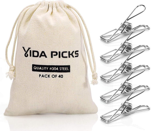 40 Pack Wire Clothes Pins Heavy Duty Outdoor, Stainless Steel ClothesPins for Hanging Clothes, Metal Clothes Pegs, Clothing Clips, Laundry Pins 1....
