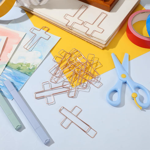 50 Pcs Large Cross Paper Clips Jumbo Funny Cute Paperclips Bookmarks Stationary Clips Marking Paper Clamps Journaling Bible Study Supplies Accesso...