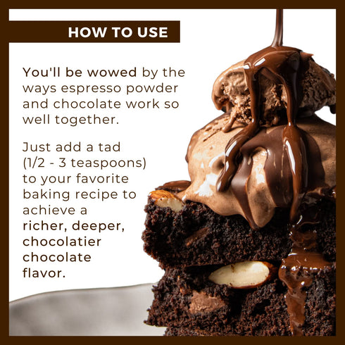 Espresso Powder for Baking - Achieve Rich Chocolate Flavor - Great for Baking - All-Natural - Fine Powder - Easily Dissolves - Gluten Free - Non-G...