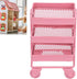 1:12 Miniature Dollhouse Handcart Mini Shopping Cart 3 Layers Storage Display Shelf with Wheels Kitchen Furniture Decoration(Pink)...