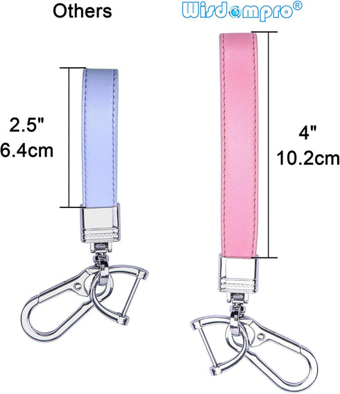 Wisdompro Genuine Leather Car Keychain, Universal Heavy Duty Leather Key FOB Keychain Key Chains Women for Car Keys, 360 Degree Rotation, with Ant...