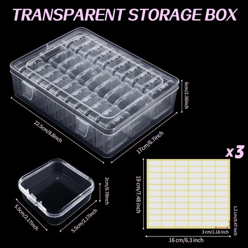 THYSSEN Bead Organizers,30Pcs Plastic Mini Clear Storage Cases with 1pcs Hinged Lid Rectangle Case,Bead Containers Transparent Boxes,for Jewelry B...