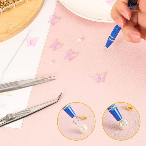 3pcs Gripper Tool, Premium Aluminum Alloy Jewelry Pickup Tool & 2pcs Tweezers Piercing Claw Tool Hand Tools Used for Gripping Small Parts Pearl Je...