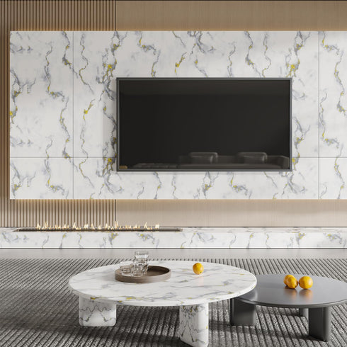 Marble Contact Paper Gray Textured Self-Adhesive PVC Removable Wallpaper for Bathroom Kitchen Countertops Cabinets Furniture (15.7 X 78.7 in Gloss...