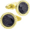Blue Sandstone Round Men's Cufflinks In Gift Case Silver / 14K Gold Plated Natural Gemstone Cufflinks for Men Jewelry for Wedding Party Business B...