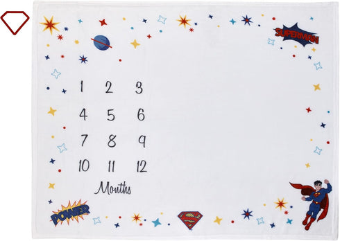 Little Love by NoJo Everything Kids Warner Brothers Superman White and Red Power, Icon, and Stars Milestone Baby Blanket...