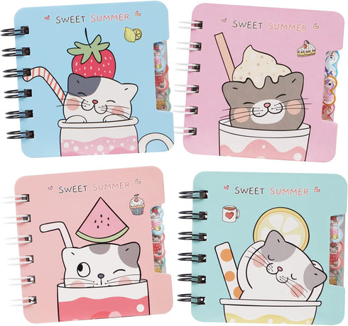Cat party favors small cute notepad,Kawaii Kitty school office supplies,Funny animal note pad,Cool Mini Kitten spiral notebooks,wide ruled,Japanes...