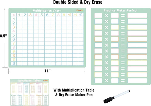 Multiplication Dry Erase Board for Kids: Times Tables, Math Multiplication Chart, Multiplication Learning Tools for School Supply & Homeschool...