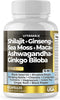 Pure Himalayan Shilajit Supplement 10,000mg Ashwagandha 6,000mg Sea Moss 2,000mg Rhodiola Rosea 1000MG Gingko Biloba 500mg Trace Mineral Capsules ...