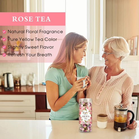 Goofoo Dried Rose Buds Rose Tea, Edible Whole Dry Roses, Premium Loose Leaf Flowers Herb, Natural Healthy Herbal Tea Beverages, Ideal for Gift, 2....