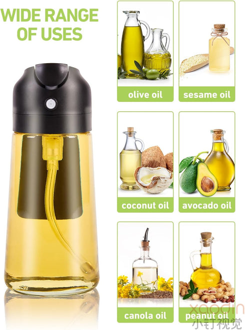 14oz Olive Oil Dispenser for Kitchen -2 in 1 Glass Oil Sprayer and Oil Dispenser,420ml Oil Bottles for Cooking,Air Fryer, Baking,Salad, Frying, BB...
