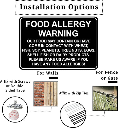 CCPARTON Metal Sign Food Allergy Warning Safety Signs Warning Sign Caution Aluminum Tin Sign Traffic Road Street Sign for Home Cafe Bar 8x12 Inche...