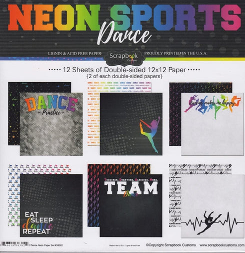 Scrapbook Customs Dance Paper Set Scrapbook Kit, Neon Colors...