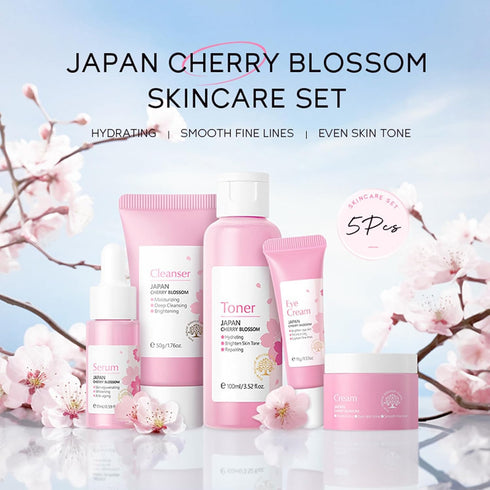 Korean Skin Care Set - Sakura Skin Care Sets & Kits - Women Gift Sets with Cleanser-Toner-Serum-Face Cream-Eye Cream - Skin Care Routine Kit for W...