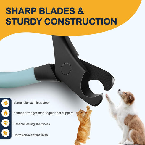 BEZOX Professional Pet Nail Clippers, Premium Sharp & Safe Pets' Paw Trimmer for Large Dogs and Small Animals, Soft Grip Cat Claw Cutter with Buil...