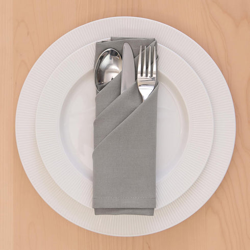 Encasa Cotton Cloth Napkins | Set of 12 | Size 17"x17" | Grey Solid Color | Machine Washable...