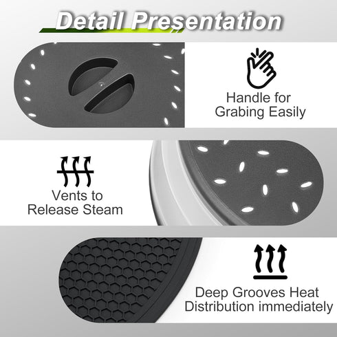 4 in 1,WENWELL Vented Collapsible Microwave Splatter Cover & Mat,Kitchen dish bowl Plate lid for Food,Dishwasher-Safe,BPA-Free Silicone & Plastic...