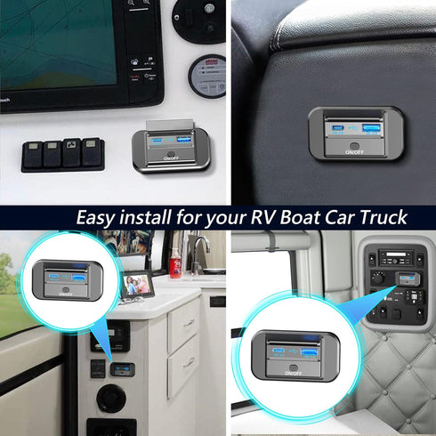 Dual Quick Charge 3.0, RV USB Outlet Qidoe Panel Wall Mount 12 Volt USB Outlet Car Accessories with Power Switch and Cover for RV Cars Truck Golf ...