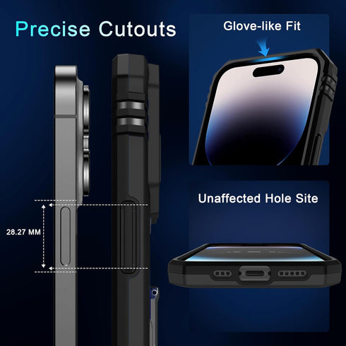 DEERLAMN for iPhone 14 Pro Case with Slide Camera Cover+Screen Protector(1 Pack),Rotated Ring Kickstand Military Grade Shockproof Protective Cover...