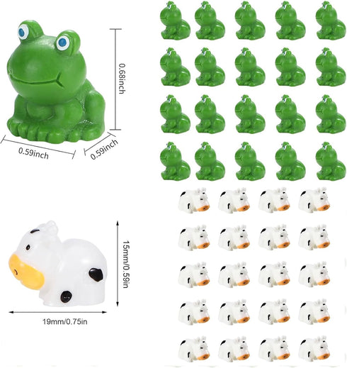 (40PCS) 20 Pcs Mini Cow 20 Pcs Mini Green Frog Mini Garden Decor Figurines Mini Resin Cow Miniature Animals Figurines Fairy Garden Miniature Moss ...