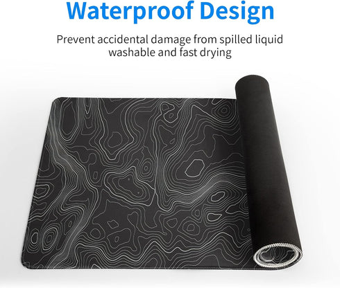 Topographic Contour Extended Big Mouse Pad Large,Gaming Mouse Pad Desk Pad,27.6x11.8 Inch Long Computer Keyboard Mouse Mat Mousepad with 3mm Non-S...
