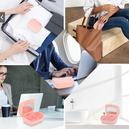 Denture Bath Box Cup?With mirror Dental braces Kit Portable Retainer Case?False Teeth Storage Box Holder?With braces chewable tablets? Braces remo...