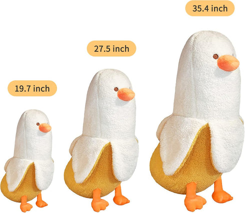 PEACH CAT Banana Duck Plush Toy Cute Plushie Hugging Plush Pillow Duck Stuffed Animal for Girls and Boys White 19.7"...